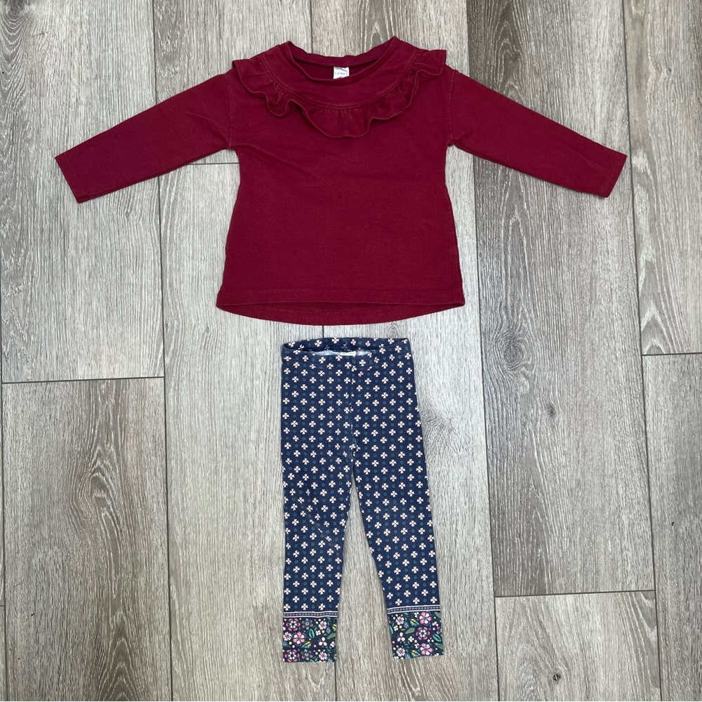CARTERS 2PC LONG SLEEVE TOP AND LEGGINGS OUTFIT 2T
